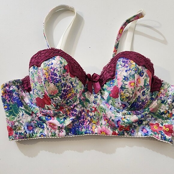 Garden Gate Floral Long Line Push Up Bra - Picture 1 of 6
